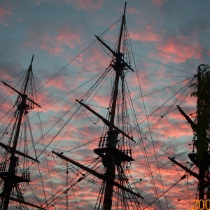 Columbia Ship at Sunset