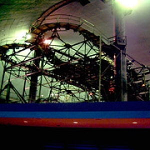 Inside Space Mountain with the lights on