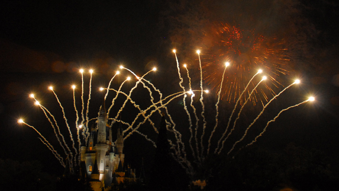 Cinderella Castle during Wishes