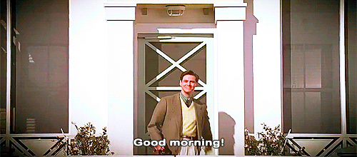 Image result for good morning truman show gif