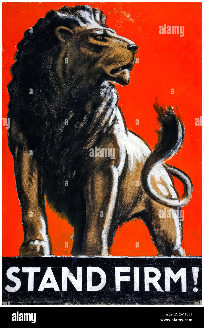 British, WW2, War Effort, Motivational Poster, Stand Firm! (Lion ...