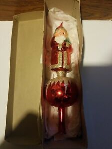 Blown Glass Santa Finial Red Christmas Tree Topper 10" | eBay